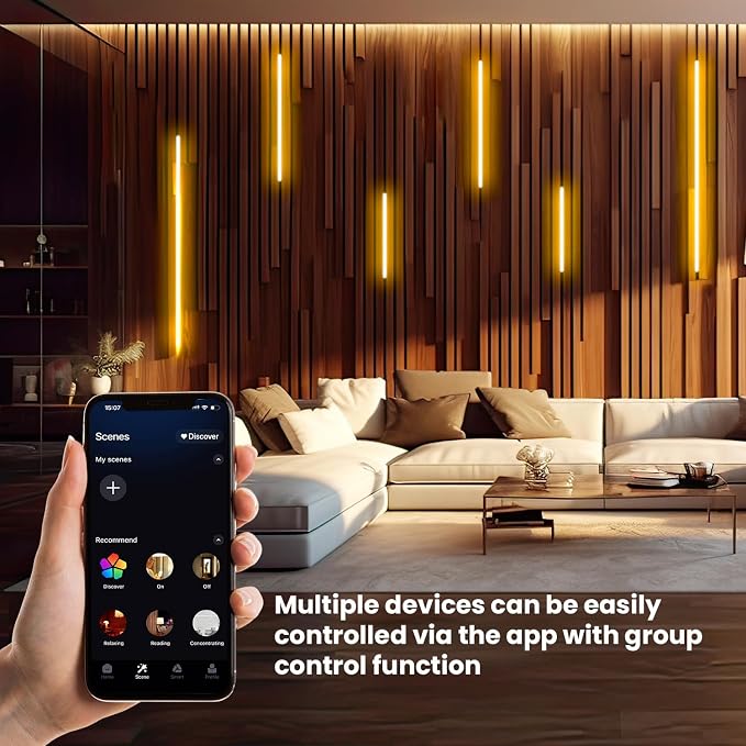SHUNLEE Black Neon LED Recessed Lighting for Acoustic Panels, 6 Rolls WiFi 2700K Warm White Slat Wall Lights with Alexa & Remote, Flexible Neon LED Strip Lights for Acoustic Wall (2*44+2*28+2*20 in)