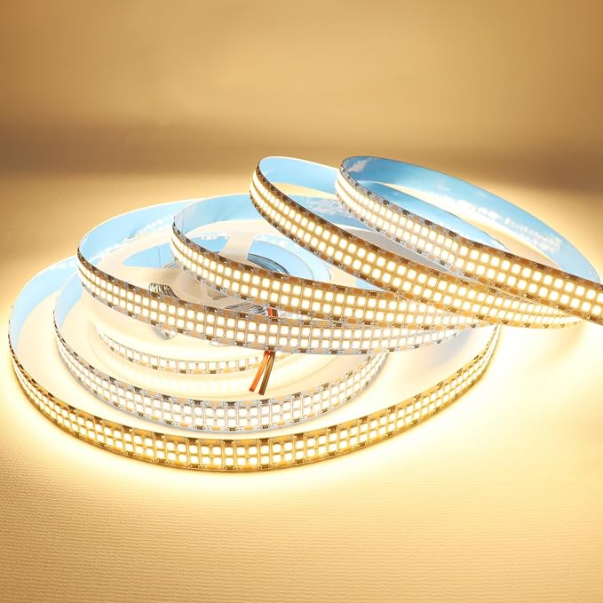 Warm White LED Strip Lights 3000K Double Row DC12V 16.4ft 2400LEDs | 2835 SMD Super Bright Flexible Cuttable LED Strip Tape Light Ribbon Lamp LED Dimmable Strips for Bedroom Lighting