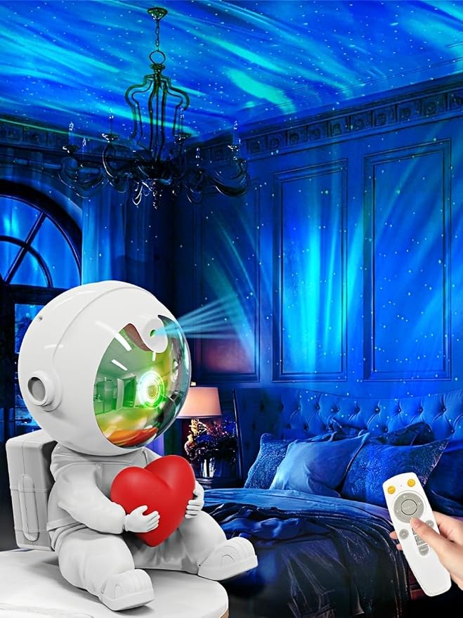 Aurora Galaxy Projector Night Light — Astronaut Space Lamp with Timer & Remote Control, 360° Rotating Star Ceiling Projector, Aesthetic Kids' Room Decor, Ideal Gift for Christmas & Birthdays