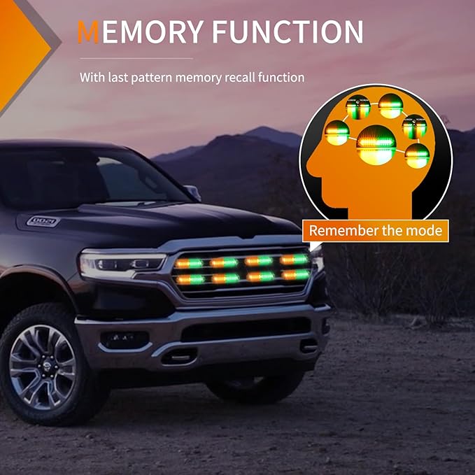 Nilight 8PCS Led Strobe Lights 12LED Amber Green Emergency Light 12V 24V Surface Mount Flashing Warning Hazard Beacon Lights Ultra Slim Sync Feature Mini Grille for Cars Trucks Off Road Vehicles SUV