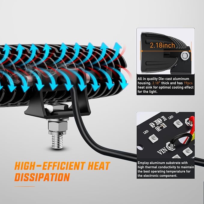 Nilight 6 Inch Blue LED Light Pods 2 PCS 60W Flood Spot Combo Beam Off Road Driving Fog Fishing Hunting Emergency Safety Signal Deck Trailer Lighting for 12V 24V ATV UTV Pickup Truck Tractor Boat