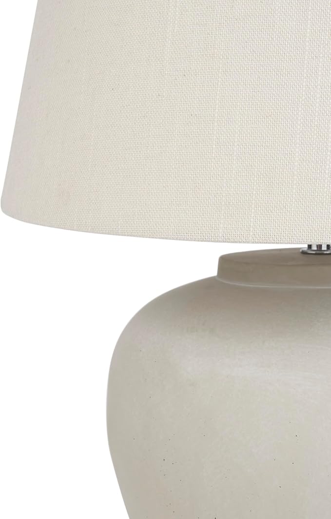 Nourison Home 20" Sand (Light Beige) Neutral Ceramic Table Lamp with Fabric Shade, Bedside Nightstand Lamp for Bedroom, Living Room, Entryway
