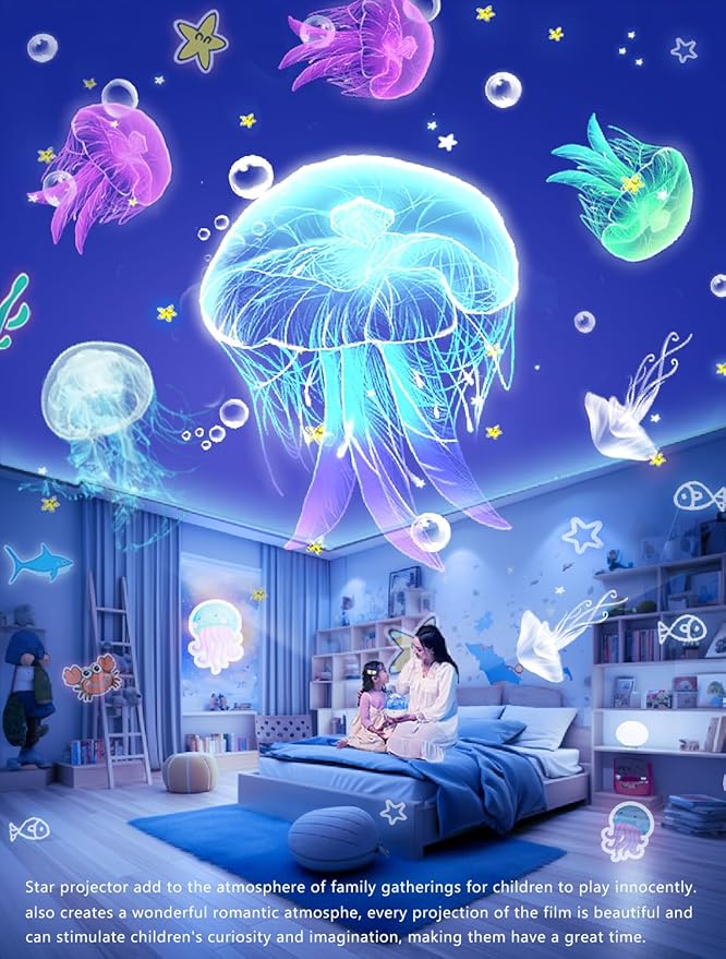 21 Sets of Films, Projector Night Light for Kids Bedroom, Ceiling, Night Light for Kids, Star Galaxy Projector for 1-14 Years Old Baby Girls with 360° Rotation for Christmas, Baby Nursery, Room Decor