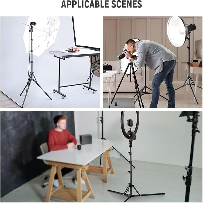 NEEWER Light Stand All Metal with 180° Reversible Legs, 70"/178cm Portable Travel Tripod Stand 1/4" Screw & 5/8" Stud for Indoor Outdoor Photography Speedlite Strobe Ring Light Softbox, ST178R, Black