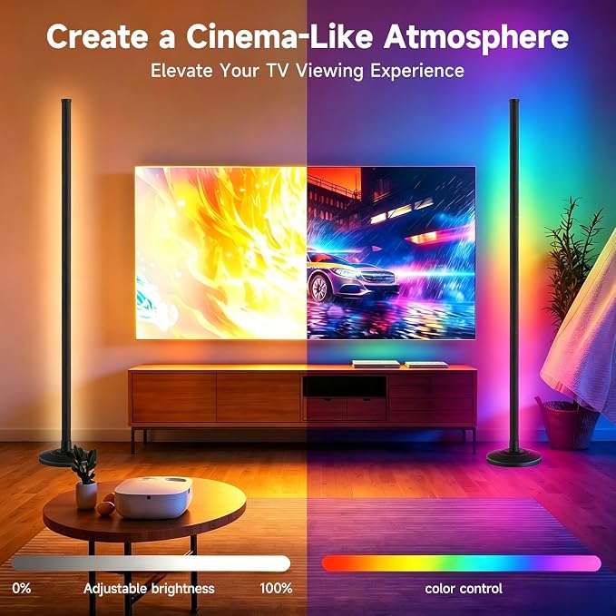 Bevenus RGB Corner Floor Lamp,1800LM LED Standing Lamp for Gaming Room,1P | Music Sync,Smart App Control,16 Million DIY Colors,Dynamic Scenes,Modern Ambient Lighting for Bedroom Living Room