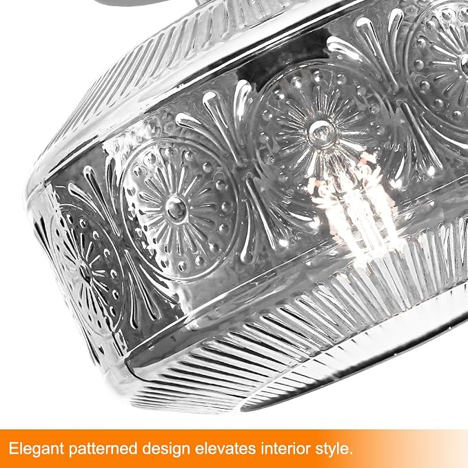 DSMJFU Semi Flush Mount Ceiling Light, Vintage Small Ceiling Light Fixture, Smokegray Thickened Glass Hallway Lighting Fixture, Chrome Kitchen Ceiling Mount Light for Entryway Bedroom Bathroom Kitchen
