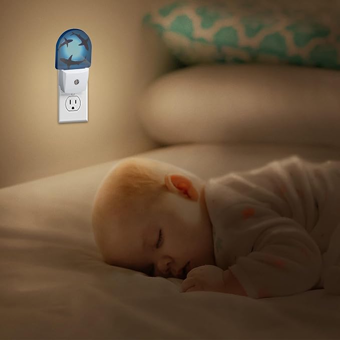 Night Light,Floating Sharks Night Lights Plug Into Wall Bedroom Bathroom Kitchen Hallway Stairs Hallway,Energy Efficient Decor Desk Lamp Gifts
