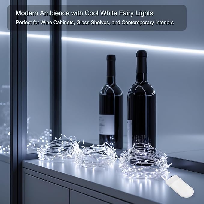 12 Pack LED Fairy Lights, 7ft 20 LED Battery Operated Silver Wire String Lights, Cool White Mini Starry Lights for DIY Crafts, Wedding, Party, Bedroom, Christmas Decor, (12 Pack – Cool White)
