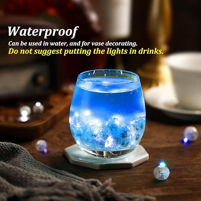 Aogist 50 Pcs Blue Balloon Light with Loop for Hanging, Mini Ball Lamp Round Tiny Led Light for Glass Paper Lanterns Balloons Birthday Party Event Wedding Halloween Christmas Decoration