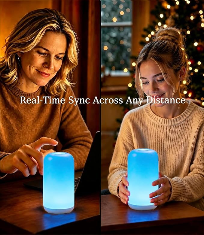 Long Distance Touch Lamps, App and Touch Control WiFi and Bluetooth Setup for Best Friends Couple Family etc, Keep in Touch No Time or Location Limit - Set of 2(No Subscription)