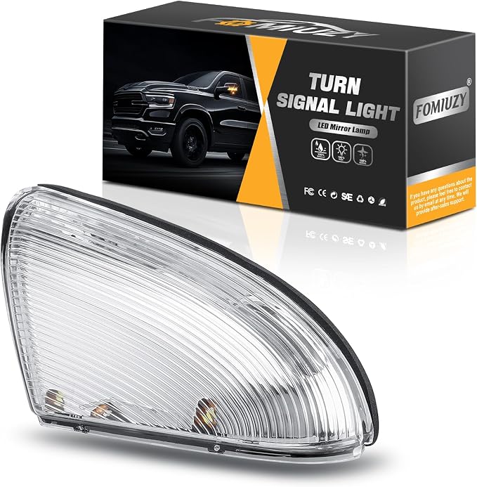 LED Side Mirror Light Turn Signal Bulb Puddle Lamp Lens Cover Fit Dodge Ram 1500 2009-2011 2012 2013 2014 2015 2016 2017 2018 Ram 2500 2010-2018 Left Driver Replaces 68064949AA 68232479AA