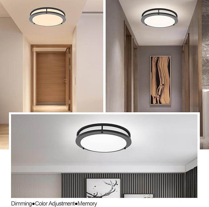 OOWOLF 4-Pack 13” LED Flush Mount Ceiling Light Fixture, 5CCT Adjustable 3000K/3500K/4000K/5000K/6000K Ceiling Lights, 36W Brightness Dimmable Lighting, ETL Listed, for Hallway Bathroom or Kitchen