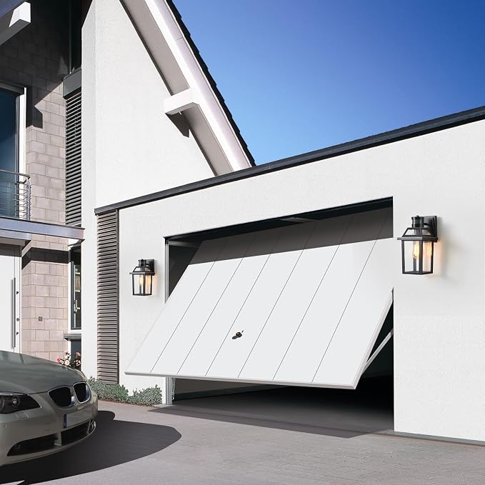 Motion Sensor Porch Light, Dusk to Dawn Outdoor Wall Light, Black, 1 Pack | 3 lighting modes waterproof exterior fixture black wall mount design for front door garage patio and house entry