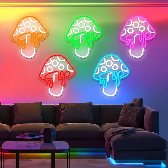 Mushroom Neon Sign Dimmable Led Cute Night Light 3d Wall Art Mushroom Neon Signs For Game Room Bedroom Decor Holiday Gift For Children Kids Girl