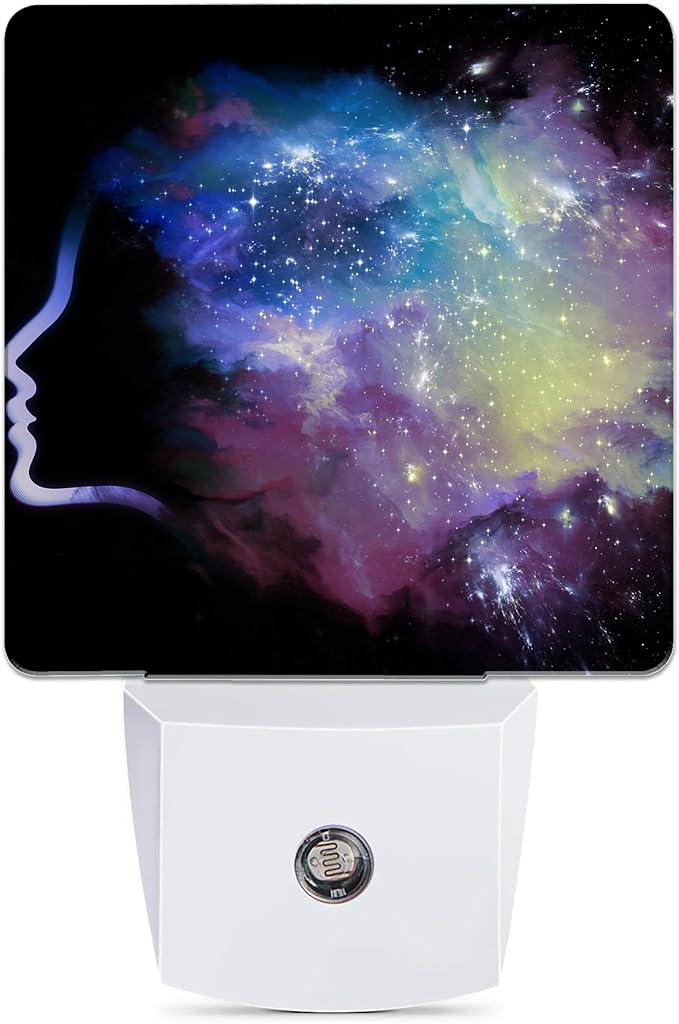 Abstract Girl Night Light, Starry Sky Night Lights Plug into Wall Decor for Bedroom, Bathroom, Hallway, Kitchen, Dusk to Dawn Sensor Nightlights for Girls Women Room Gifts