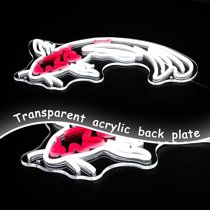 Koi Fish Neon Sign for Wall Decor Koi Carp Neon Light Japanese Fish Led Neon Signs White Red LED Neon Lights Lucky Sign 16.7”x9.3” for Bedroom Hotel Store Decoration