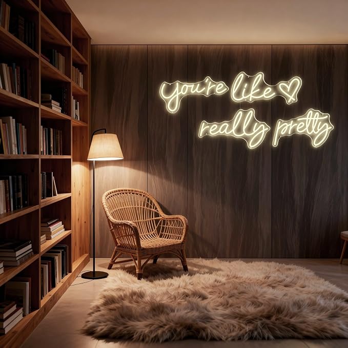 You're Like Really Pretty Neon Sign for Wall Decor (Warm White, 88.2in) | Super Large Style Neon Signs, Light Up Sign for Wedding, Engagement, Adapter Powered Led Neon Signs for Bedroom Decor