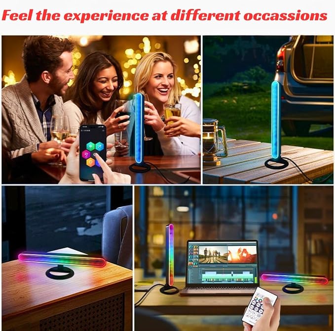 Led Light Bar with Music Sync, Color Changing TV Backlight App & Remote Control, RGB & W Smart RGB Light Bar, USB Powered Led Lights for TV, PC Room Monitor Backlight Gaming Accessories