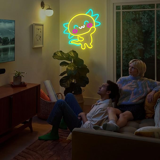 Axolotl Neon Sign, LED Anime Neon Signs, Kawaii Sign Light Present for Wall Decor, Dimmable/USB Powered Axolotl Neon Light for Children Room Dorm Decor Girls Birthday Party Christmas