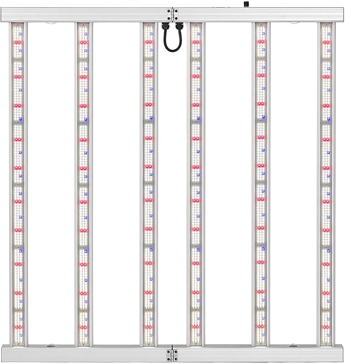 600W LED Grow Lights for Indoor Plants Full Spectrum, Foldable Growing Lamp, 4x4ft Coverage, 6 Bar Diodes Dimmable Daisy Chain Bar Style Grow Light for Indoor Growing