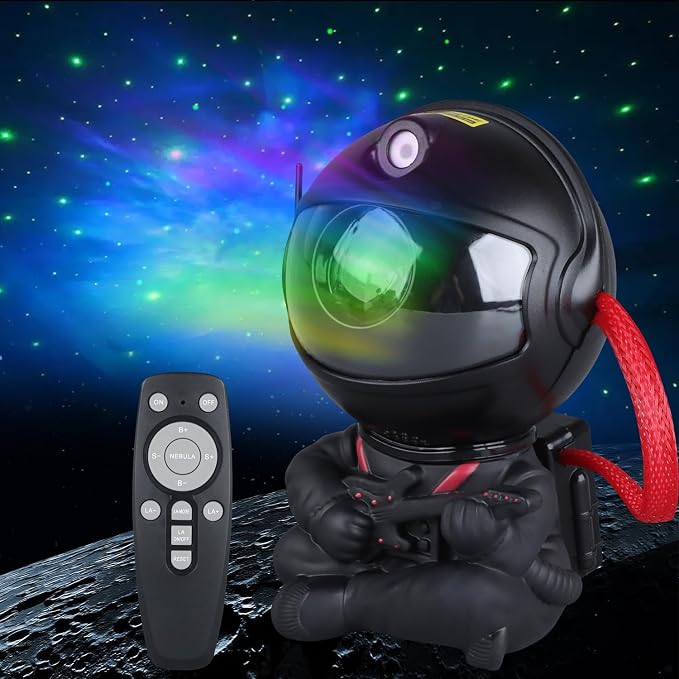 YXQUA Astronaut Galaxy Star Projector for Kids, Black Guitar | 8 Modes, Remote, 270 Degree Rotation, Night Light, Nebula Projection, Bedroom, Home Theater, Party, Birthday Gift