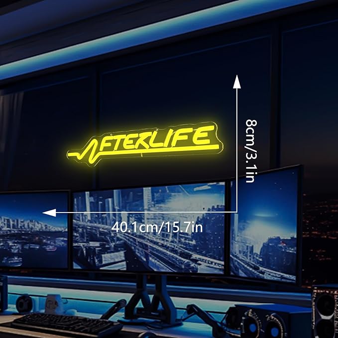 Ajoyferris Cyberpunk Neon Sign Game Led Sign for Wall Decor Shooting Games Neon Light for Gaming Room Man Cave Bedroom Decoration Afterlif Neon Light Sign for Teen Boys