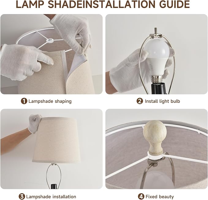 Terpsichore Lamps for Living Room Modern Farmhouse Table Lamp Bedside Reading Lamps Set of 2 Night Stands Bedroom Night Lamp,with Fabric Lamp Shade (White, High 26.25 Inch)