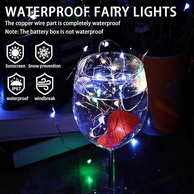8 Pack Multicolor Fairy Lights Battery Operated, 7ft 20 LED Mini String Twinkle Lights for Easter Valentine's Day Christmas Mason Jars Centerpiece Table Decorations (8, Multicolor)