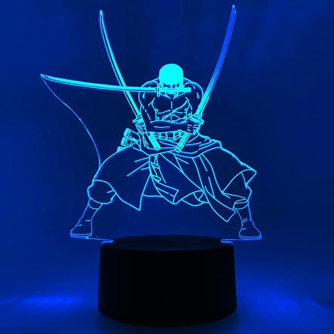 Otaku Lamps Zoro One Piece – Anime Lamp Figure Night Light, 16 Color RGB LED – 3D Anime Room Décor Gift for Otaku