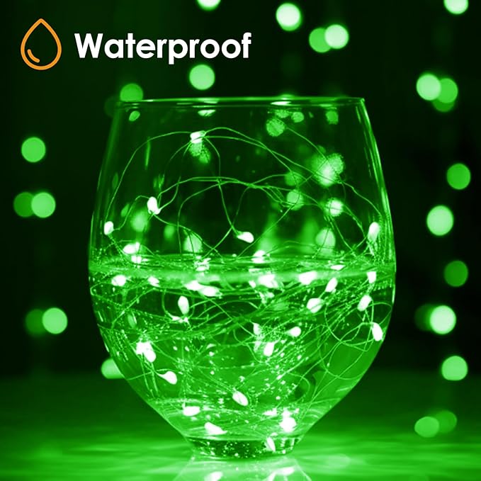kolpop 5 Pack Fairy Lights Battery Operated with Timer, 50 LED Mini String Light Battery Powered, Green Tiny Lights for Indoor Wedding Decorations