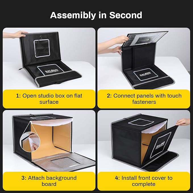 RALENO 16"x12" Photo Light Box Photography, 24W Foldable Photo Studio Light Box, Dimmable Shooting Tent Kit with CRI>95 & 6 Backdrops for Toys Jewelry Watches Cosmetics