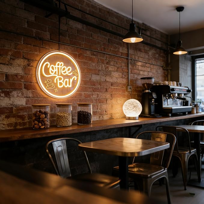Coffee Bar Neon Sign for Wall Decor Dimmable LED Neon coffee Light Up Sign for Coffee Station, Cafe Shop, Restaurants, Kitchen Party Decoration Gifts(12.99 * 12.99inches)