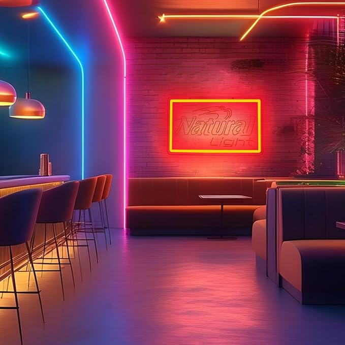Natural Neon Beer Signs for Wall Decor, Dimmable Neon Light for Business, USB Power LED Neon Sign for Home Bar Man Cave Garage, LED Neon Sign Wall Art Neon Light for Beer Pub