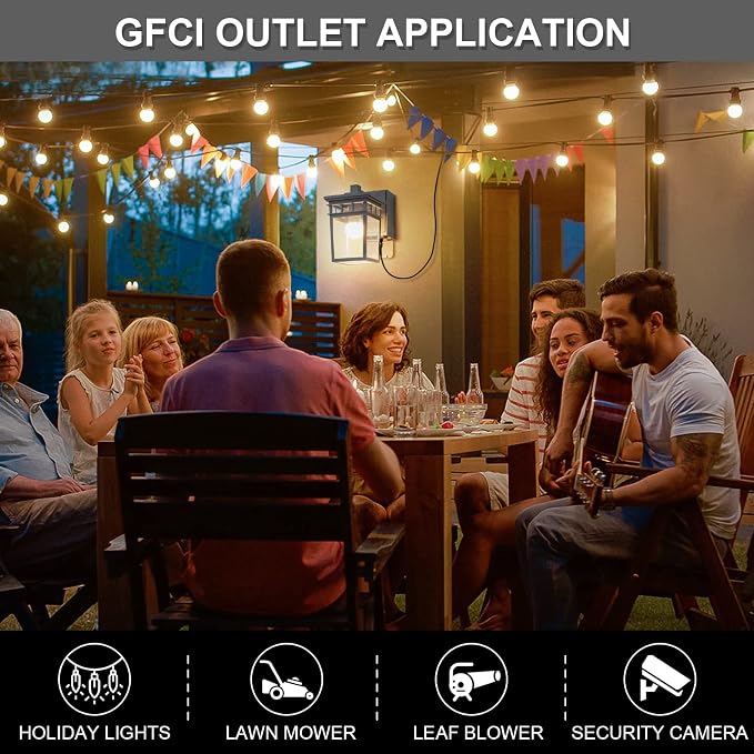 Outdoor Porch Light with GFCI Outlet Built in, Dusk to Dawn Outdoor Lighting with Clear Glass Shade, Waterproof Outdoor Wall Sconce Exterior Lights for House Garage Front Door, Bulb Included(Gray) | Gray Exterior Lighting with Clear Glass Shade, Waterp...