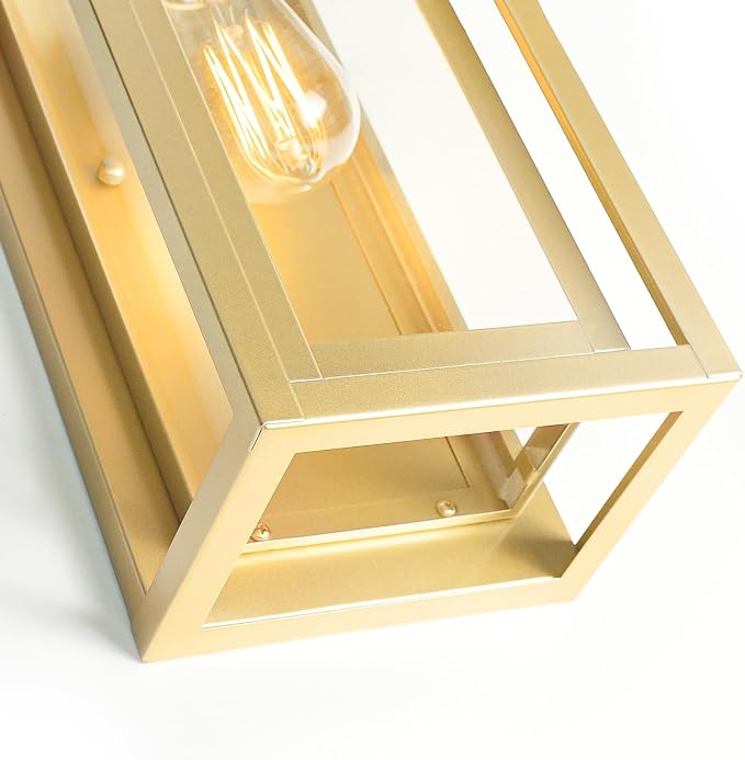 15" Outdoor Wall Lights, Gold Exterior Lighting Fixtures | Large Size, Anti-Rust, Waterproof, Tempered Glass, Easy Installation, Modern & Classic Outdoor Sconces for House Porch Garage