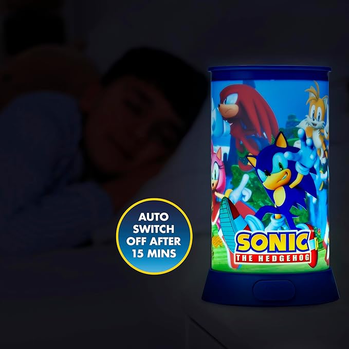 Wow Stuff! Light Revealers Lamp - Sonic The Hedgehog - 7.5" Night Light, 360 Image Scene & Character Reveal, Auto-Off, Illuminating Kids Room Decor