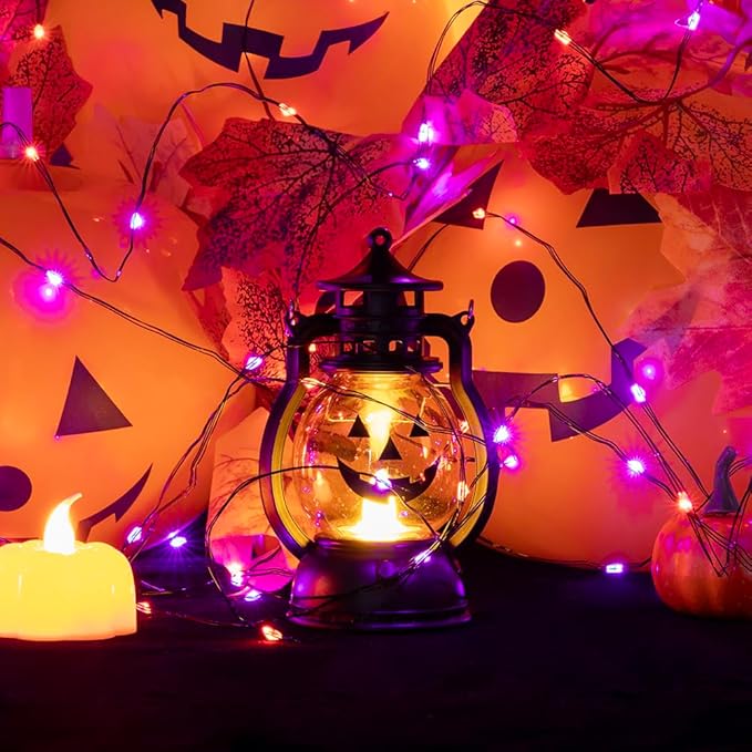 Halloween Fairy Lights 200FT 600 LED Waterproof Plug in Purple and Orange LED String Lights with Remote 8 Modes for Indoor or Outdoor, Patio, Backyard,Garden