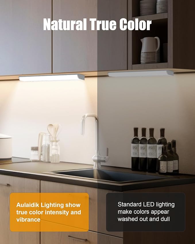 24‘’ Hardwired Under Cabinet Lighting, 3 Color Settings - 2700K/4000K/5000K | Warm White, Cool White, and Daylight Under Cabinet Lighting, 16W 1400LM Dimmable Under Counter Lights for Kitchen, CRI>97