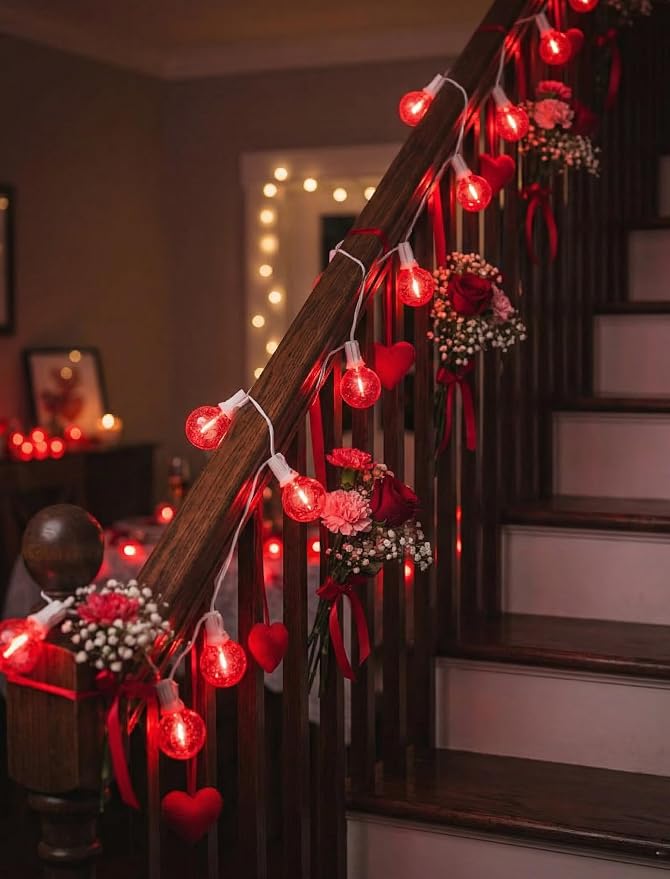 25FT G40 LED Red Outdoor String Lights Waterproof, Hanging Patio Lights with 27 LED Shatterproof Red Globe Bulbs, Outdoor Christmas Decorative Lights for Patio Backyard Garden Valentine’s Day Party