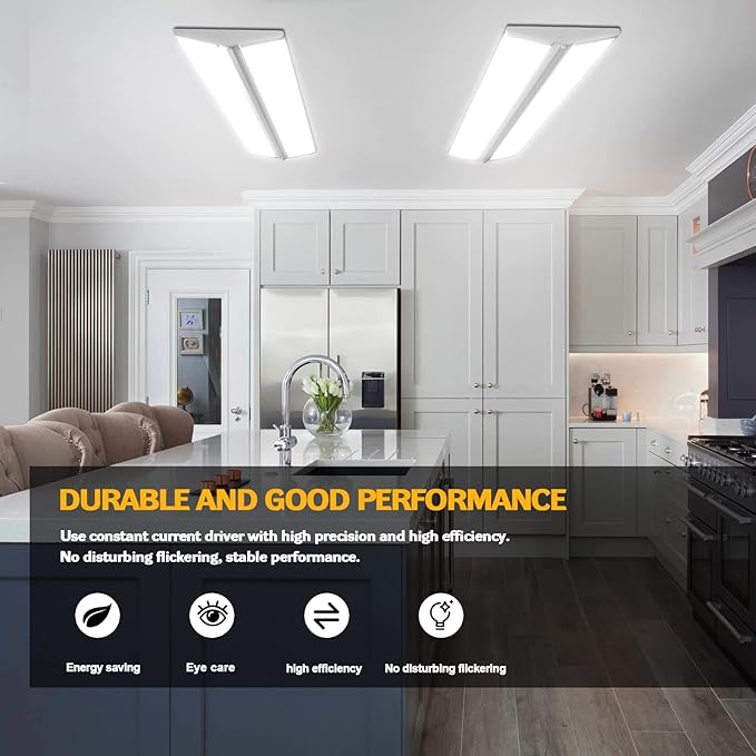 ANTLUX 72W 4FT LED Wraparound Office Light Ultra Slim, 8000 Lumens, LED Garage Lights Flush Mount, 4000K, No Glare, 4 Foot Wrap Shop Ceiling Lighting Fixtures, Fluorescent Light Replacement