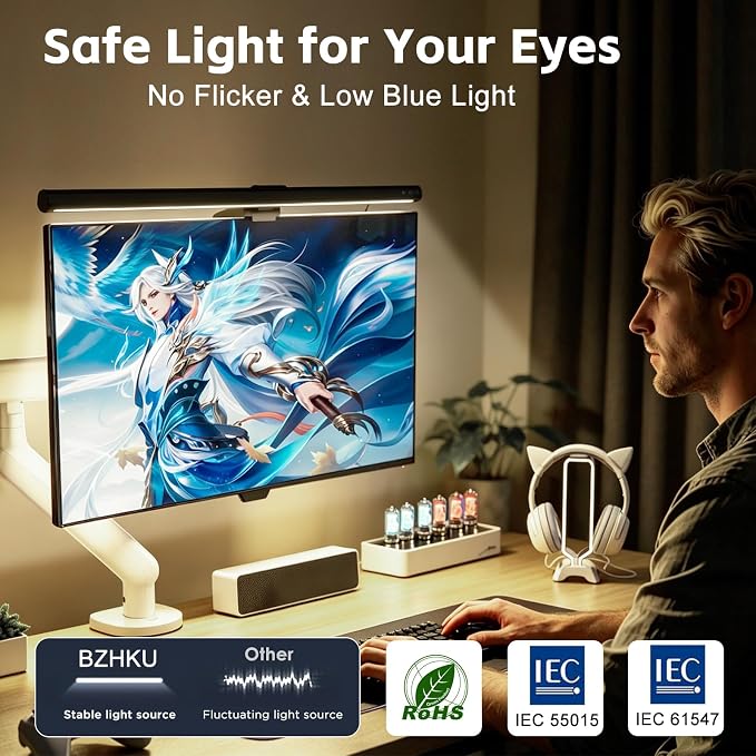 RGB Monitor Light Bar, Eye-Care Dual Light Reading Screen Lamp, 9 Modes Gaming Backlight LED Computer Lamp, 3 Colors Dimmable Frontlight, 16.6'' USB Desk Lights for Home, Office