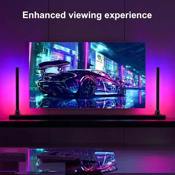 MIHEAL 16.53" RGB Light Bar, Music Sync RGB LED Lights Bar, USB Powered Mood Lighting, Remote Control Color Changing Gaming TV Backlight, 8 Dynamic Modes for PC Room Monitor Desk