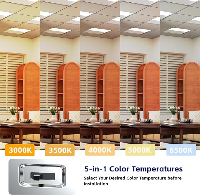 36Pack 2x2 FT LED Center Basket Troffer Light, 5CCT Color Tunable 3000/3500/4000/5000/6500K, Watt Adjustable 40W/35/30/25/20W, 0-10V Dimmable Drop Ceiling Lights, 120-277V-ETL Qualified
