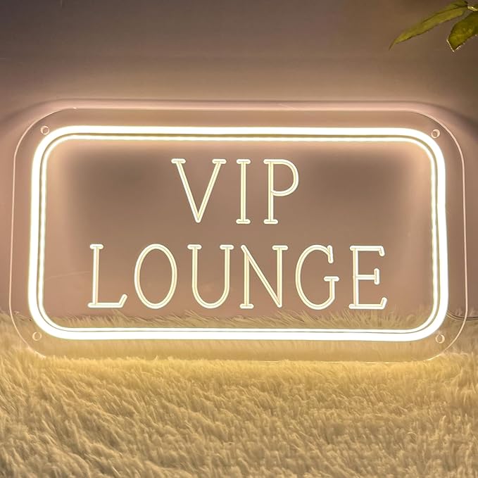 Vip Lounge Neon Sign Dimmable LED Neon Sign Light Up Sign Wall Decor for Airport Hotel Bar Club High-speed Rail Station Lounge Light For Business Store VIP Area 40cm*20cm Warm White