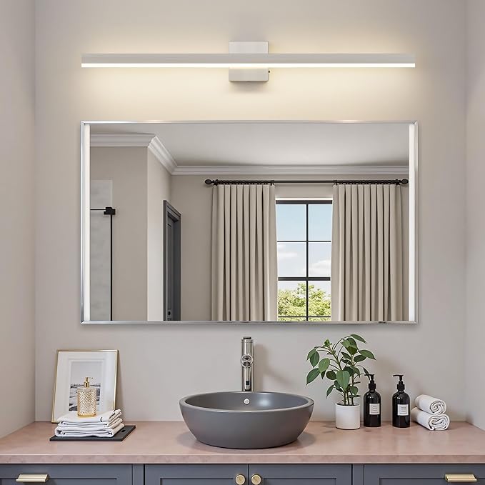 Nickel Bathroom Vanity Light Fixture 39.4'' 20W Dimmable 5CCT LED Hardwired | Bathroom Light Fixture Over Mirror, Bathroom Wall Sconce, Rust-resistant, ETL Certificated, 2700K/3000K/3500K/4000K/5000K