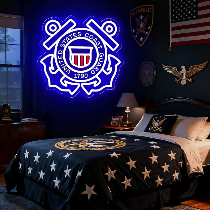 Military-themed Neon Signs Wall Decor for Man Cave Bedroom Bar Army Themed Gift Art for Christmas Party-12.87×12.2 IN-USB Powered-Acrylic