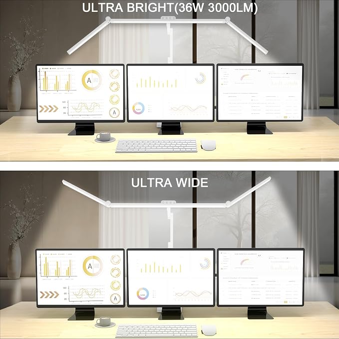 Omorepa 36 W 3000 LM Ultra Bright Architect Desk Lamp with Base, 47.4 Inch Wide Tall Overhead Desk Light for Home Office, Dimmable Table Light with Remote for Desktop Working,Drafting,Reading