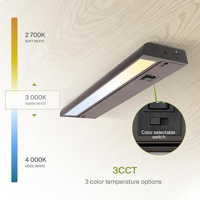 ASD Swivel LED Under Cabinet Lighting Bronze, 12 Inch 5W, Hardwired or Plug-in, 2700K/3000K/4000K, Hi/Low Switch, Rotatable Lens, Dimmable Linkable Under Counter Light for Kitchen, ETL & Energy Star