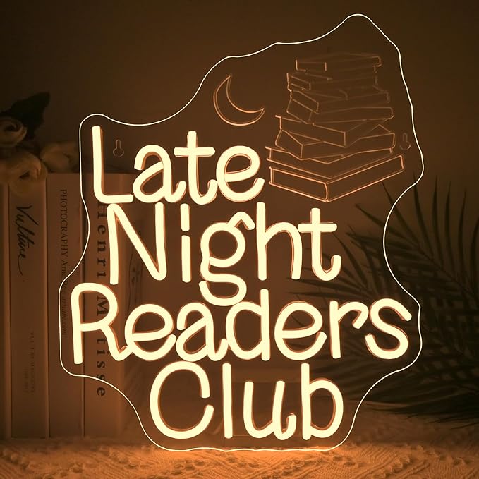NOSUN Late Night Readers Club Neon Sign Reader Club Neon Light,Led Hanging Read Room Sign,Library Welcome Door Neon Sign,Pink Night Light,Gift for Book Enthusiast Reading Enthusiasts