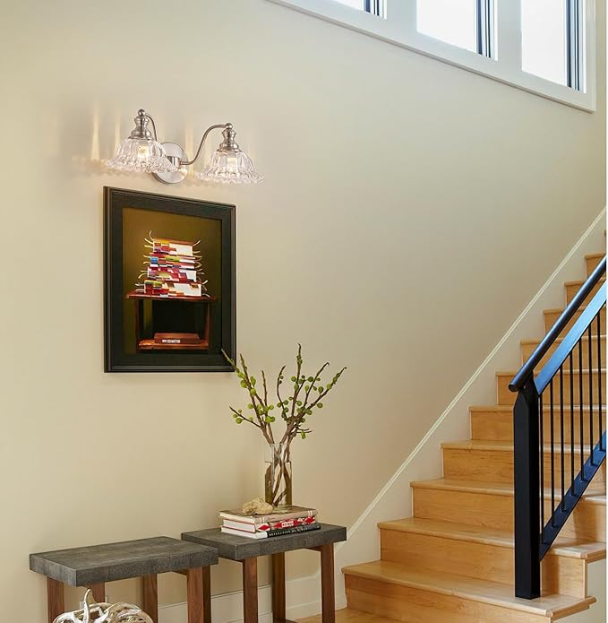 Brushed Nickel 2 Light Vanity Lights Fixture Lights for Bathroom